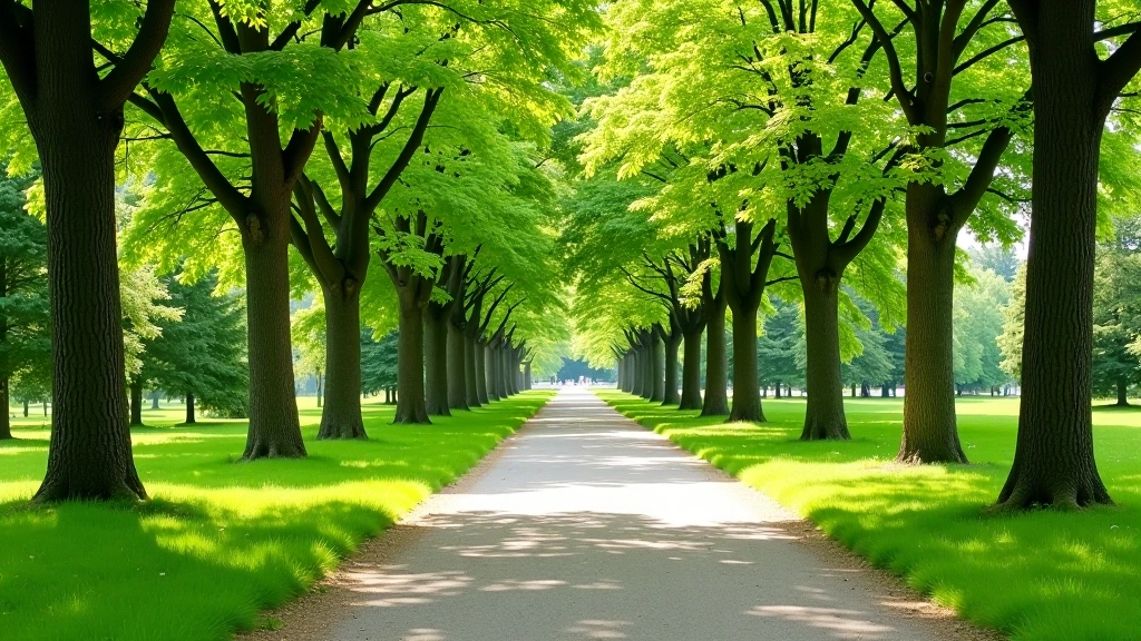 Beautiful view of Palanga park with tree-lined walking paths